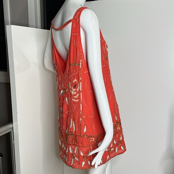 Free People Sz M Secret Garden Beaded Shift Dress - Picture 1 of 12